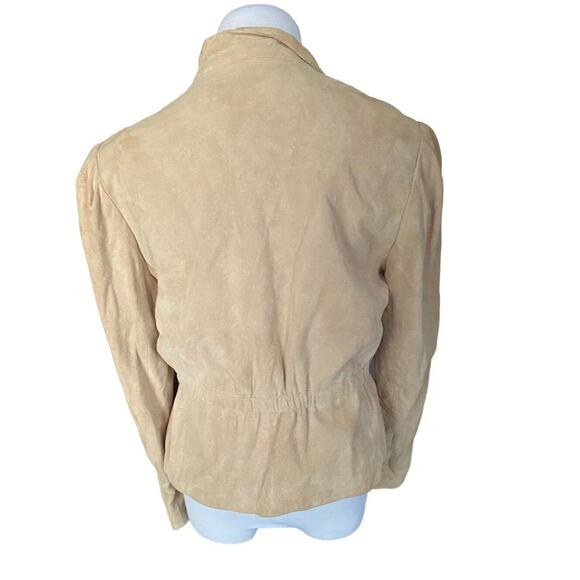 Vintage Suede leather Blazer Jacket Tan Women M L 80s Southwest Western boho - Picture 4 of 14